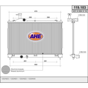 Kjøp Radiator, motorkjøling av AHE 119.103 til den lave prisen 3228,20 NOK