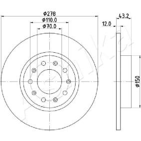 Achetez des Disque de frein ASHIKA 61-00-0204 à prix pour 60,31 €