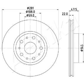 Achetez des Disque de frein ASHIKA 61-00-0229 à prix pour 50,78 €