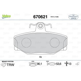 Acquista Kit pastiglie freni da VALEO 670621 a buon mercato per soli 24,02 €