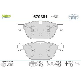 Acquista Kit pastiglie freni da VALEO 670381 a buon mercato per soli 51,87 €