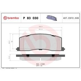 Köp Bromsbelägg av BREMBO P 83 030 till det låga priset 286,51 kr
