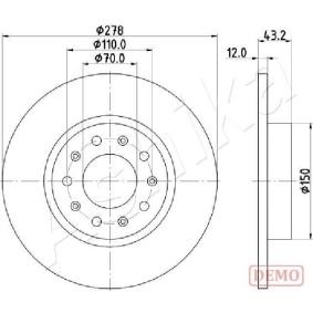 Achetez des Disque de frein ASHIKA 61-00-0204C à prix pour 56,38 €