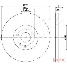 Achetez des Disque de frein ASHIKA 61-00-0323C à prix pour 52,07 €