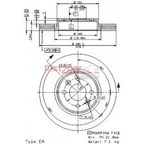 Bremsscheibe 22126 V von METZGER günstig für 71,06 € online kaufen