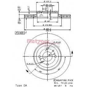 Achetez des Disque de frein METZGER 24242 E à prix pour 117,81 €