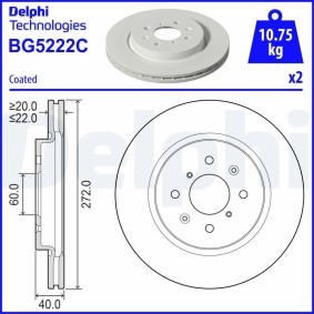 Compre Disco de travão da DELPHI BG5222C a um preço baixo por 34,07 €