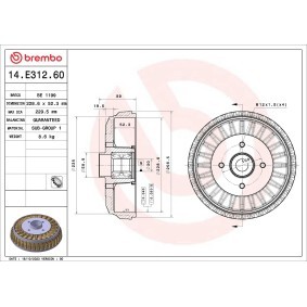 Comprar Tambor de freno de BREMBO 14.E312.60 a bajo precio de 86,02 €