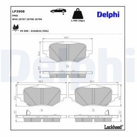 Köp Bromsbelägg av DELPHI LP3908 till det låga priset 877,26 kr