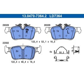 Acquista Kit pastiglie freni da ATE 13.0470-7364.2 a buon mercato per soli 70,80 €