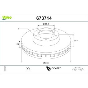 Comprar Disco de freno de VALEO 673714 a bajo precio de 70,64 €