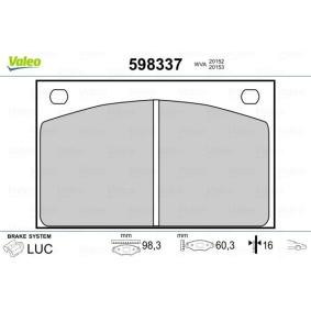 Acquista Kit pastiglie freni da VALEO 598337 a buon mercato per soli 21,83 €