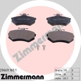 Comprar Juego de pastillas de freno de ZIMMERMANN 20669.160.1 a bajo precio de 113,58 €