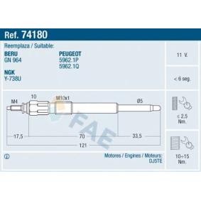 Achetez des Bougie de préchauffage FAE 74180 à prix pour 11,65 €