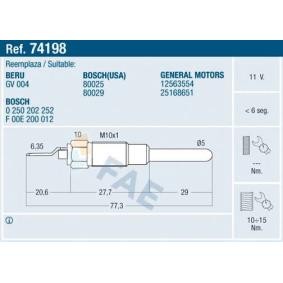 Achetez des Bougie de préchauffage FAE 74198 à prix pour 27,38 €