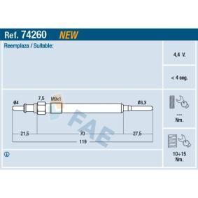 Achetez des Bougie de préchauffage FAE 74260 à prix pour 25,66 €