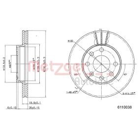 Comprar Disco de freno de METZGER 6110038 a bajo precio de 19,21 €