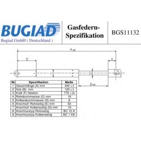 Osta Kaasujousi, konepelti BUGIAD:llä BGS11132 edullisesti hintaan 16,31 €