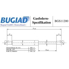 Gasfeder, Heckscheibe für PEUGEOT von BUGIAD