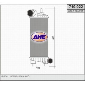 Kjøp Intercooler av AHE 710.022 til den lave prisen 1684,64 NOK
