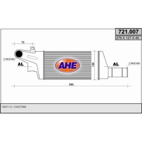 Kjøp Intercooler av AHE 721.007 til den lave prisen 2256,03 NOK