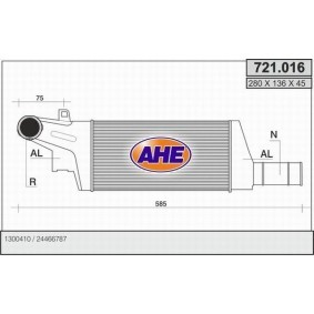 Kjøp Intercooler av AHE 721.016 til den lave prisen 2729,12 NOK