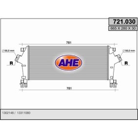 Kjøp Intercooler av AHE 721.030 til den lave prisen 2256,03 NOK