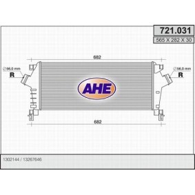 Kjøp Intercooler av AHE 721.031 til den lave prisen 2087,03 NOK