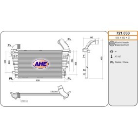 Kjøp Intercooler av AHE 721.033 til den lave prisen 3008,34 NOK