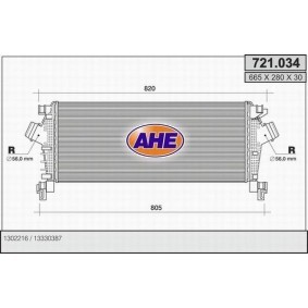 Kjøp Intercooler av AHE 721.034 til den lave prisen 2853,26 NOK