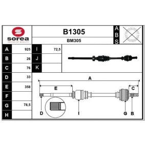 Köp Drivaxel av SNRA B1305 till det låga priset 2270,97 kr