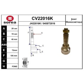 Comprar Juego de articulación, árbol de transmisión de EAI CV22016K a bajo precio de 47,40 €