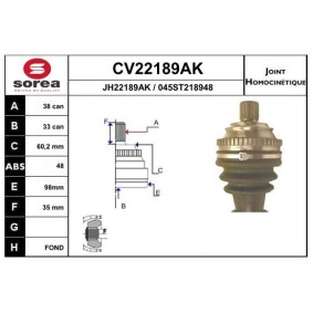 Comprar Juego de articulación, árbol de transmisión de EAI CV22189AK a bajo precio de 57,12 €