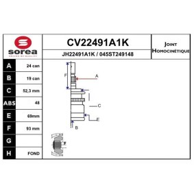 Comprar Juego de articulación, árbol de transmisión de EAI CV22491A1K a bajo precio de 52,01 €