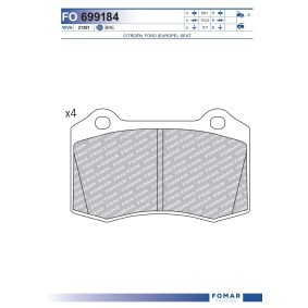 Acquista Kit pastiglie freni da FOMAR Friction FO 699184 a buon mercato per soli 32,62 €