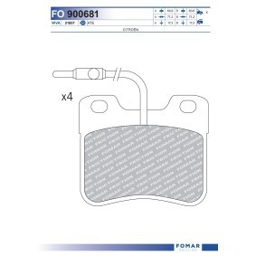 Köp Bromsbelägg av FOMAR Friction FO 900681 till det låga priset 195,29 kr