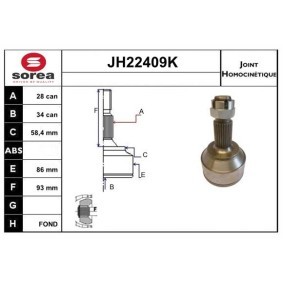 Comprar Juego de articulación, árbol de transmisión de SERA JH22409K a bajo precio de 57,76 €