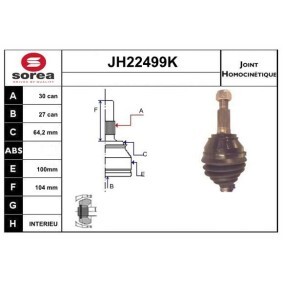 Comprar Juego de articulación, árbol de transmisión de SERA JH22499K a bajo precio de 86,64 €