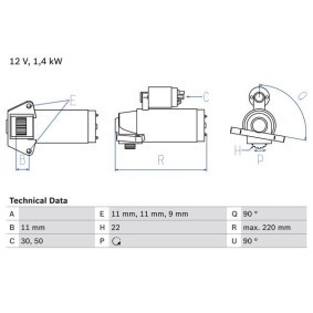 Köp Startmotor av BOSCH 0 986 022 561 till det låga priset 1772,04 kr