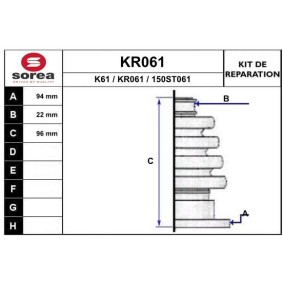 Köp Bälgsats, drivaxel av EAI KR061 till det låga priset 153,02 kr