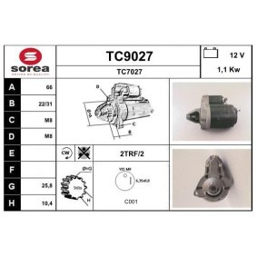 Köp Startmotor av SNRA TC9027 till det låga priset 1655,48 kr