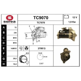 Köp Startmotor av SNRA TC9070 till det låga priset 1757,16 kr