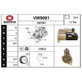 Köp Startmotor av SNRA VW9081 till det låga priset 2139,96 kr