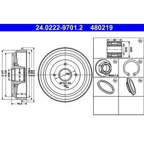Comprar Tambor de freno de ATE 24.0222-9701.2 a bajo precio de 113,94 €