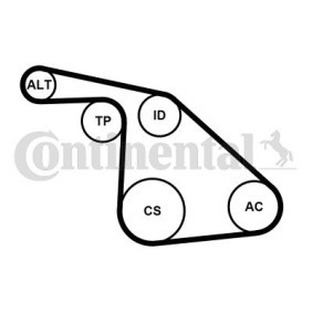 Achetez des Jeu de courroies trapézoïdales à nervures CONTITECH 6PK1038K1 à prix pour 77,28 €