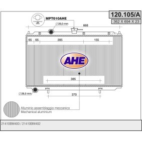 Kjøp Radiator, motorkjøling av AHE 120.105/A til den lave prisen 1563,27 NOK