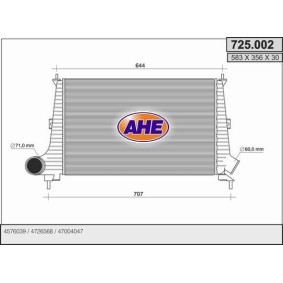 Kjøp Intercooler av AHE 725.002 til den lave prisen 2605,41 NOK