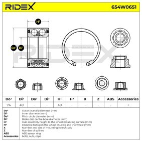 Osta Pyöränlaakerisarja RIDEX:llä 654W0651 edullisesti hintaan 36,63 €