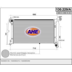 Kjøp Radiator, motorkjøling av AHE 130.229/A til den lave prisen 1688,32 NOK