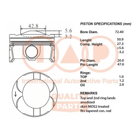 Osta IAP QUALITY PARTS Mäntä netistä TERIOS (J2_)-mallille edulliseen hintaan